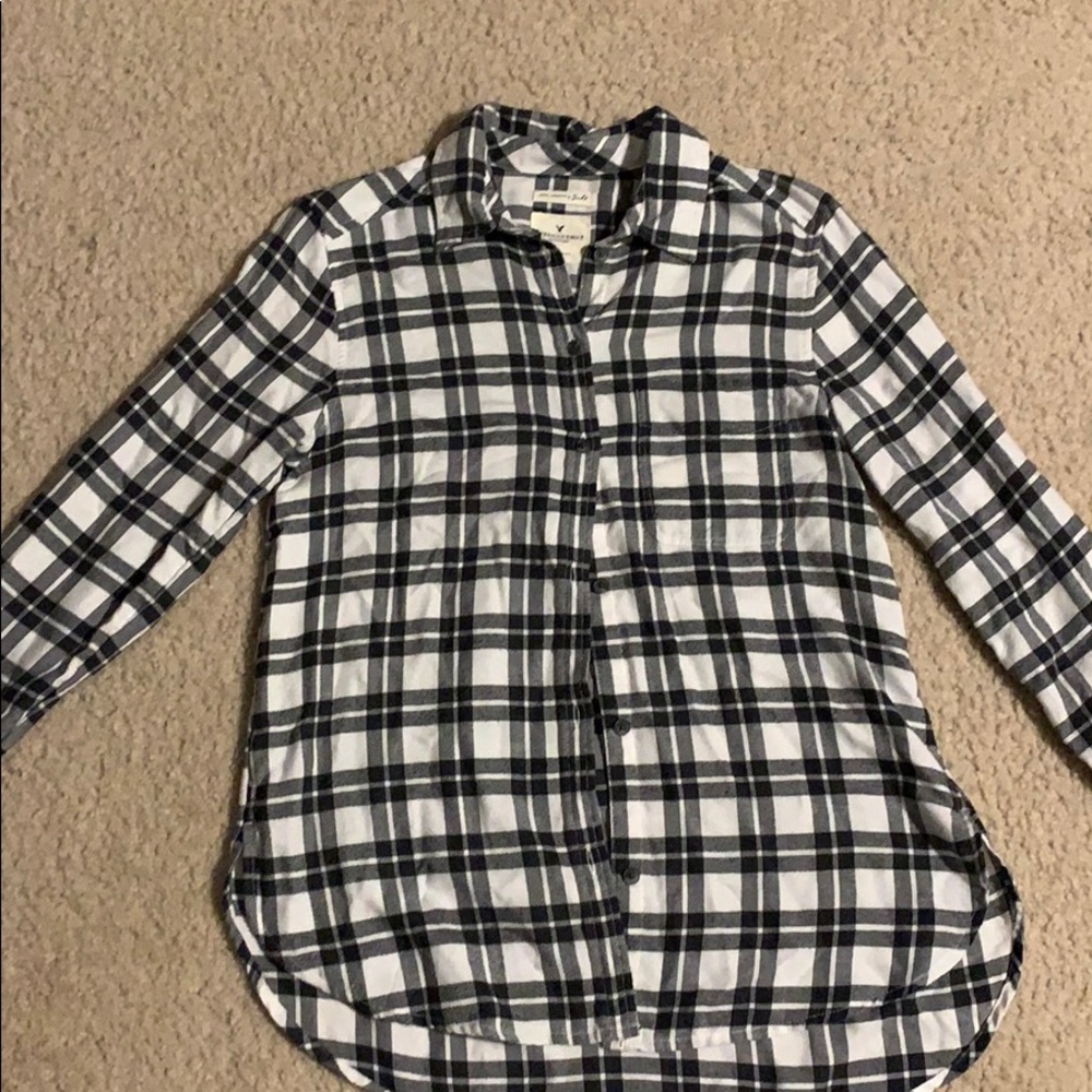 Black and white plaid flannel shirt